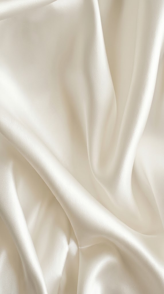 Satin wedding dress fabric with a luminous smooth surface and subtle light-catching sheen