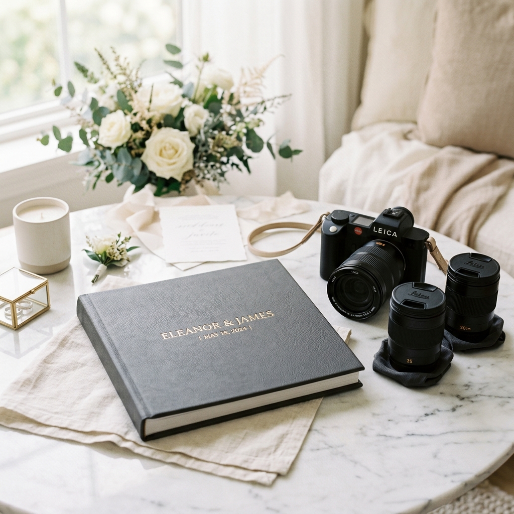 Luxury wedding photography setup